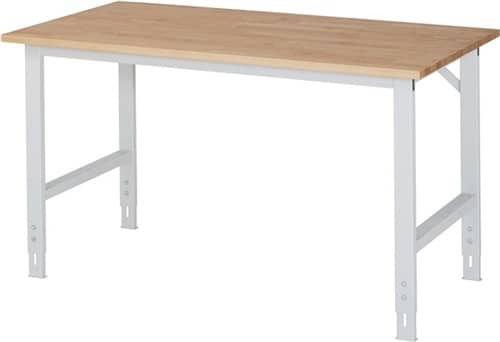 RAU Arbeitstisch B1250xT1000xH760-1080mm Arbeitsplatte Buche Gestell lichtgrau