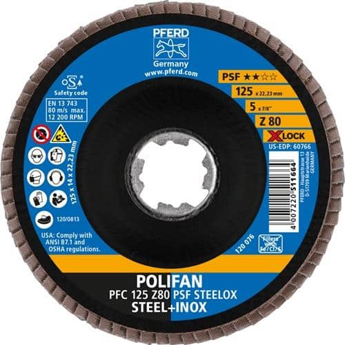 PFERD TOOLS Fächerscheibe X-LOCK PSF Z STEELOX D.125mm K.80 kon.INOX ZK Z PFERD