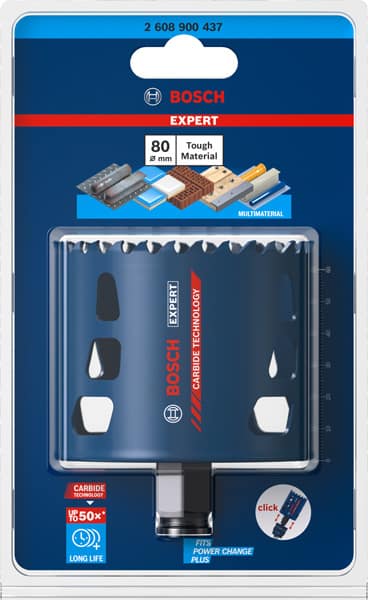BOSCH EXPERT Tough Material Lochsäge, 80 x 60 mm. Für Dreh- und Schlagbohrer