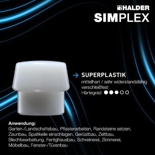 HALDER Schonhammerkopf SIMPLEX Kopf-Ø 60mm Superplastik weiß mittelh.HALDER
