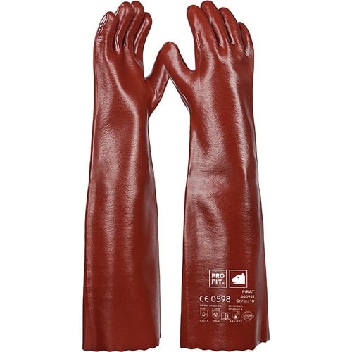 PRO FIT Chemikalienschutzhandschuh Pirat Gr.10 rotbraun PVC EN388,EN ISO374-1 PSAIII