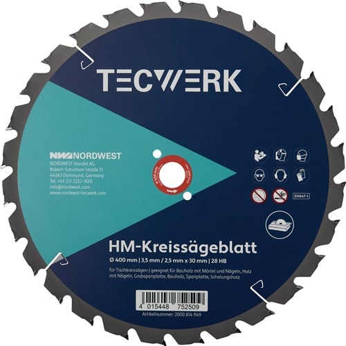 TECWERK Tischkreissägeblatt AD 450mm Z.32 HB Schnitt-B.3,8mm TECWERK