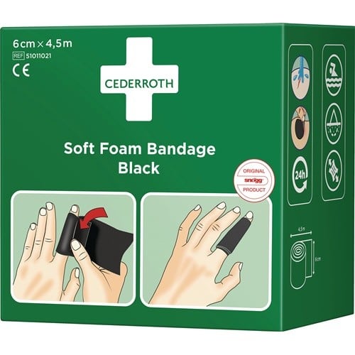 CEDERROTH Soft Foam Bandage selbsthaftend elastisch,schwarz Rl.6cmx4,5m CEDERROTH