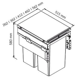 Abfalltrennsystem, ENVI-Space XX Pro, 600er, 2x35/1x21 l, hellgrau Vauth Sagel