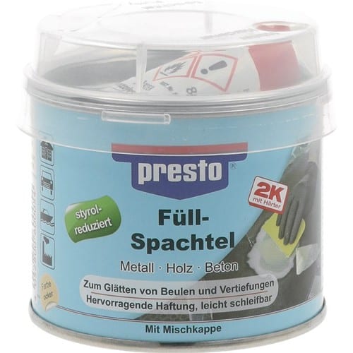 PRESTO 2K-Füllspachtel ocker,Härter rot 250g Dose PRESTO