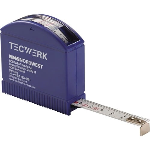 TECWERK Taschenrollbandmaß L.3m B.13mm mm/cm EG II Ku.Sichtfenster TECWERK