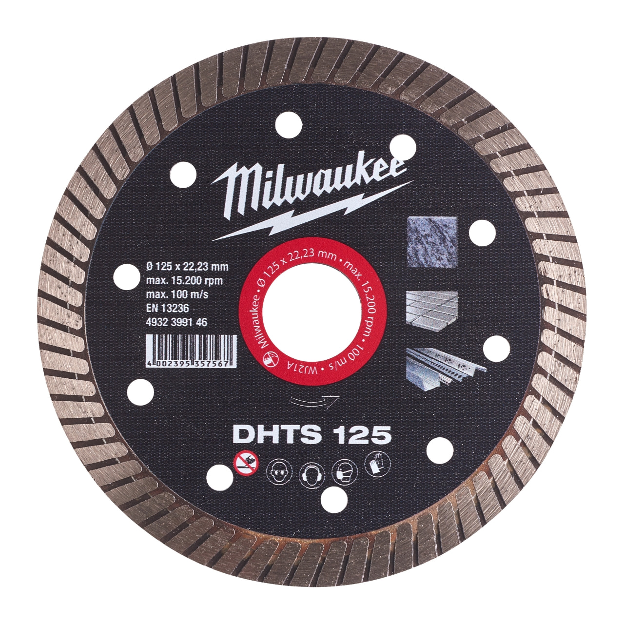 MILWAUKEE Hart, dünn, geschlossen Diamanttrennscheibe DHTS 125 mm