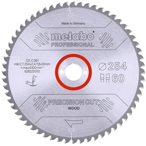 METABO Kreissägeblatt precision cut wood professional D254xB2,4xBohrung30mm 60Z. WZ