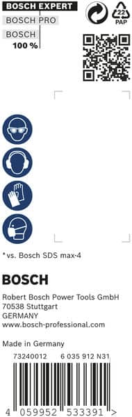 BOSCH EXPERT SDS max-8X Hammerbohrer, 20 x 200 x 320 mm, 5 Stück. Für Bohrhämmer