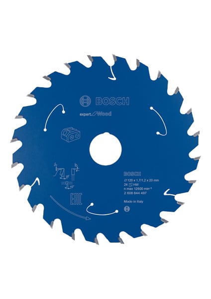 BOSCH Akku-Kreissägeblatt Expert for Wood, 120 x 1,7/1,2 x 20, 24 Zähne