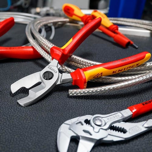 KNIPEX Kabelschere L.200mm Kopf verchr.VDE Mehrkomp.-Hüllen KNIPEX