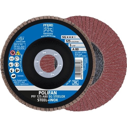 PFERD TOOLS Fächerscheibe POLIFAN A SG STEELOX D.125mm K.80 fl.INOX NK PFERD