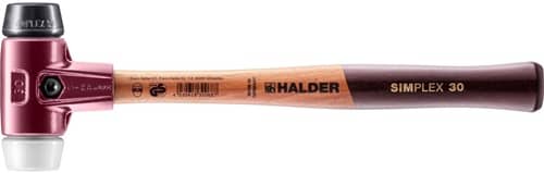 HALDER Schonhammer SIMPLEX L.300mm Kopf-D.30mm mittelh.HO Gum.schwarz/Superplast.weiß