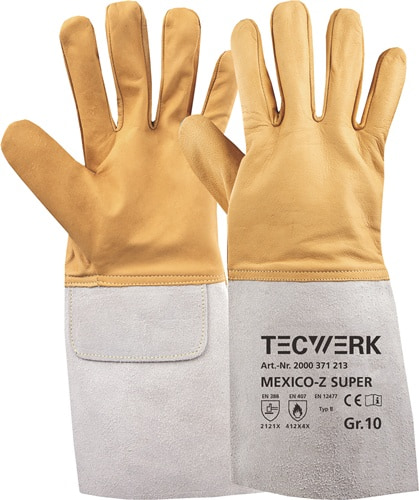 TECWERK Schweißerhandschuhe Mexico Z Super Gr.10 gelb/grau EN 388/407/12477 10PA TW