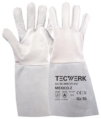 TECWERK Schweißerhandschuhe Mexico Z Gr.9 grau EN 388/407/12477 10PA TW
