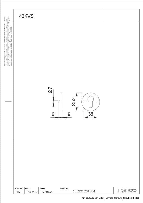 HOPPE® Schlüsselrosettenpaar 42KVS, Aluminium, 11592916