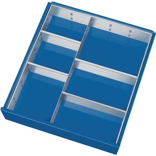 TECWERK Schubladenunterteilungsmaterial Front-H.120-150mm 1 Trenn- u.4 Steckw.TECWERK