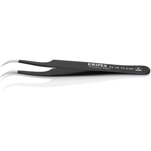 KNIPEX Präzisionspinzette L.120mm 45Grad gew.sichelform rostfr.antimag.elektr.ableitend