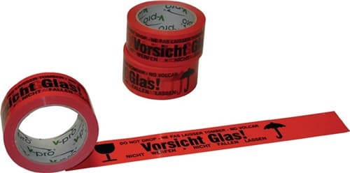 ENVIROPACK Warnklebeband PVC PVC,Vorsicht Glas L.66 m,B.48mm rot Rl.ENVIROPACK