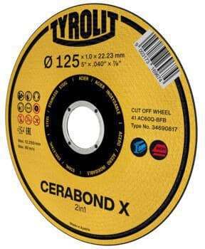 TYROLIT Trennscheibe PREMIUM CERABOND X D125x1,0mm ger.Bohr.22,23mm TYROLIT