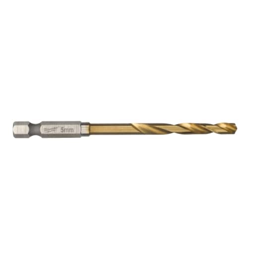 MILWAUKEE 5,0 x 80 mm SHOCKWAVE Metallbohrer HSS-G RED HEX Titan 1/4" 10er Pack