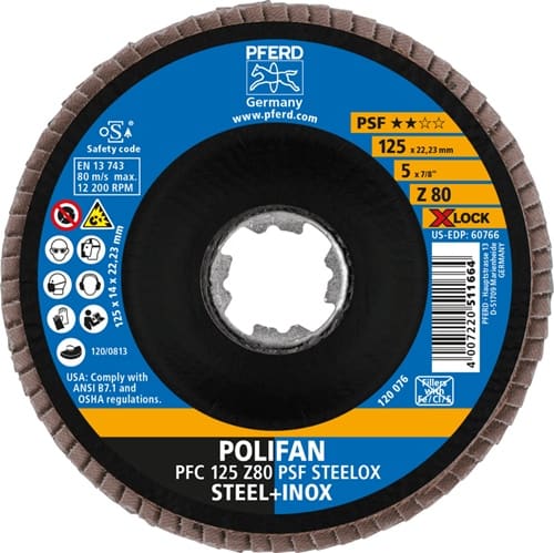 PFERD TOOLS Fächerscheibe X-LOCK PSF Z STEELOX D.125mm K.80 kon.INOX ZK Z PFERD