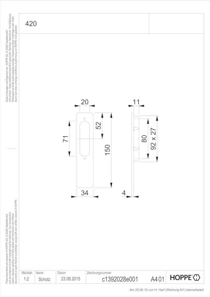 HOPPE® Schiebetürmuschel 420, Aluminium, 3866539
