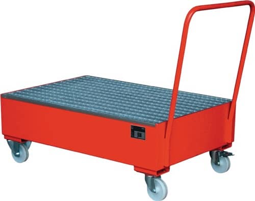 BAUER Auffangwanne Auffangvol.215l L1200xB800xH510mm Stahlbl.m.Gitterrost 2x200l rot