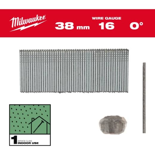 MILWAUKEE 2,8 x 38 mm verzinkt, 0° Stauchkopf-Nägel 16 Gauge für M18 FN16GS