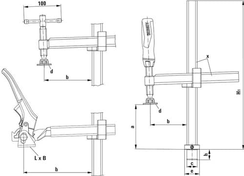 BESSEY Spannelement TWV m.variabler A.max.300mm f.Bohrungs-D.28mm BESSEY