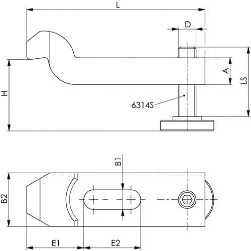 AMF Spanneisen Nr.6316V f.T-Nut 10mm L.100mm AMF