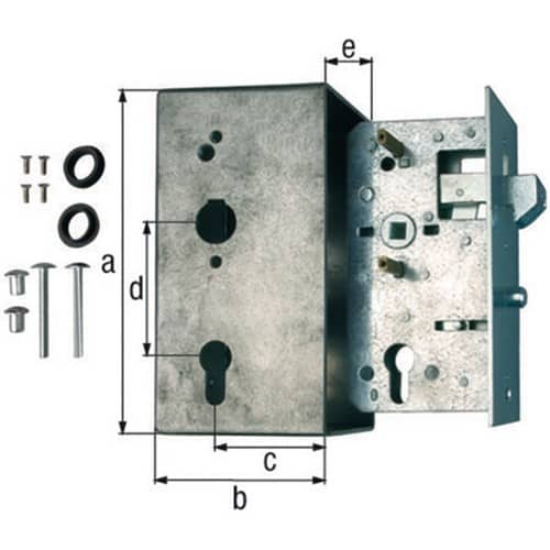 GAH Schlosskasten DIN L/R Maß A173xB95xC60mm Maß E 30mm Dornm.60mm GAH