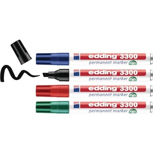 EDDING Permanentmarker-Set 3300 schwarz/rot/blau/grün Strich-B.1-5mm Keilspitze EDDING
