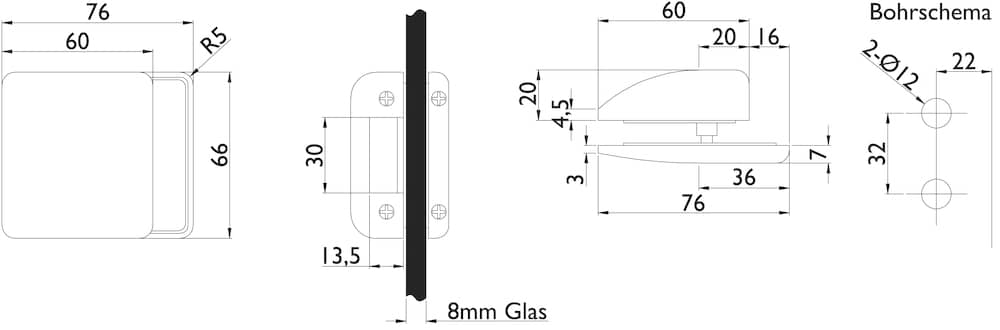 HERMAT Ganzglas Gegenkasten SIENA 6024.GKS, Edelstahl