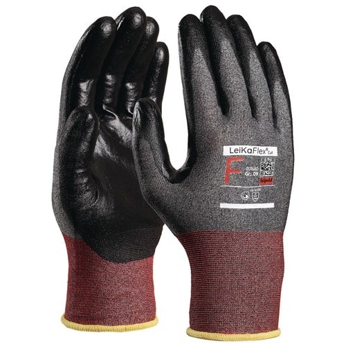LEIPOLD Schnittschutzhandschuhe LeiKaFlex® CUT 1680 ESD Gr.9 grau/schwarz/rot meliert