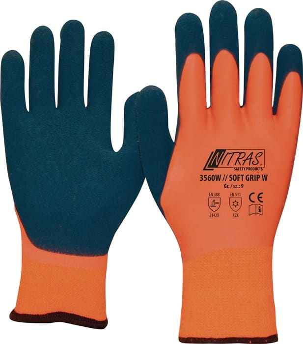 NITRAS Kälteschutzhandschuh SOFT GRIP W Gr.9 orange/dunkelblau EN 388,EN 511 PSA II