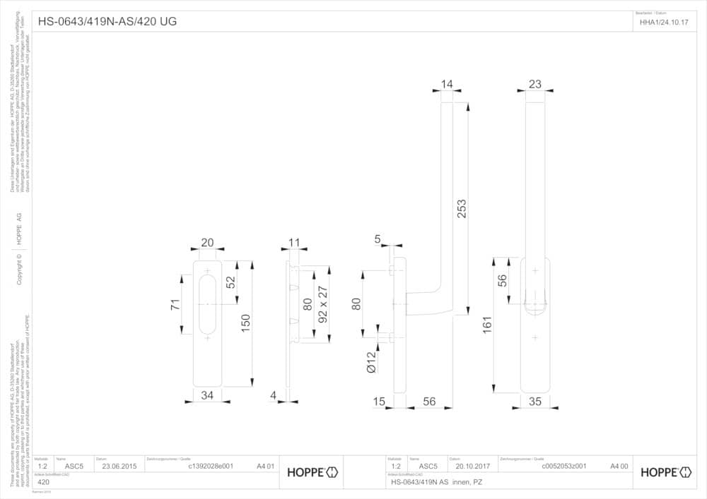 HOPPE® Handhebelgarnitur Dallas HS-0643/419N-AS/420, Aluminium, 11841618