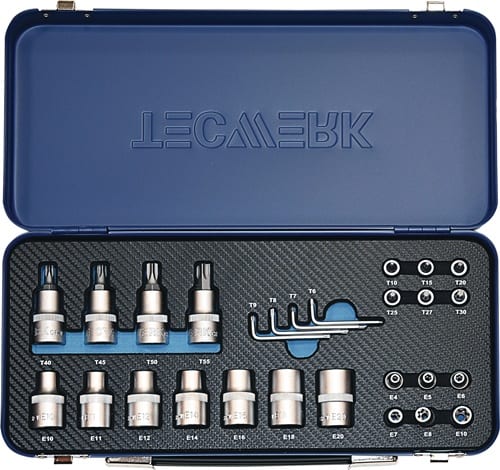 TECWERK Steckschlüsselsatz 27-tlg.1/4+1/2 Zoll T10-T55/E4-E20 TECWERK