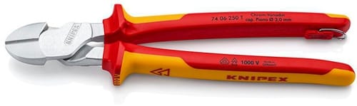 KNIPEX Kraft-Seitenschneider isoliert m.MK-Hüllen VDE verchromt 250mm