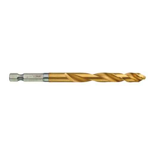 MILWAUKEE 8,0 x 111 mm SHOCKWAVE Metallbohrer HSS-G RED HEX Titan 1/4" 5er Pack
