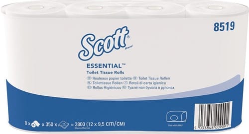 SCOTT Toilettenpapier SCOTT® ESSENTIAL 8519 2-lag.,Kleinrollen 64 RL a 350 Blätter