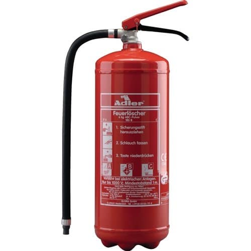 Pulverfeuerlöscher Adler PDE6 6 kg m.Dauerdruck Brandkl.27 A 183 B C m.Wandh.