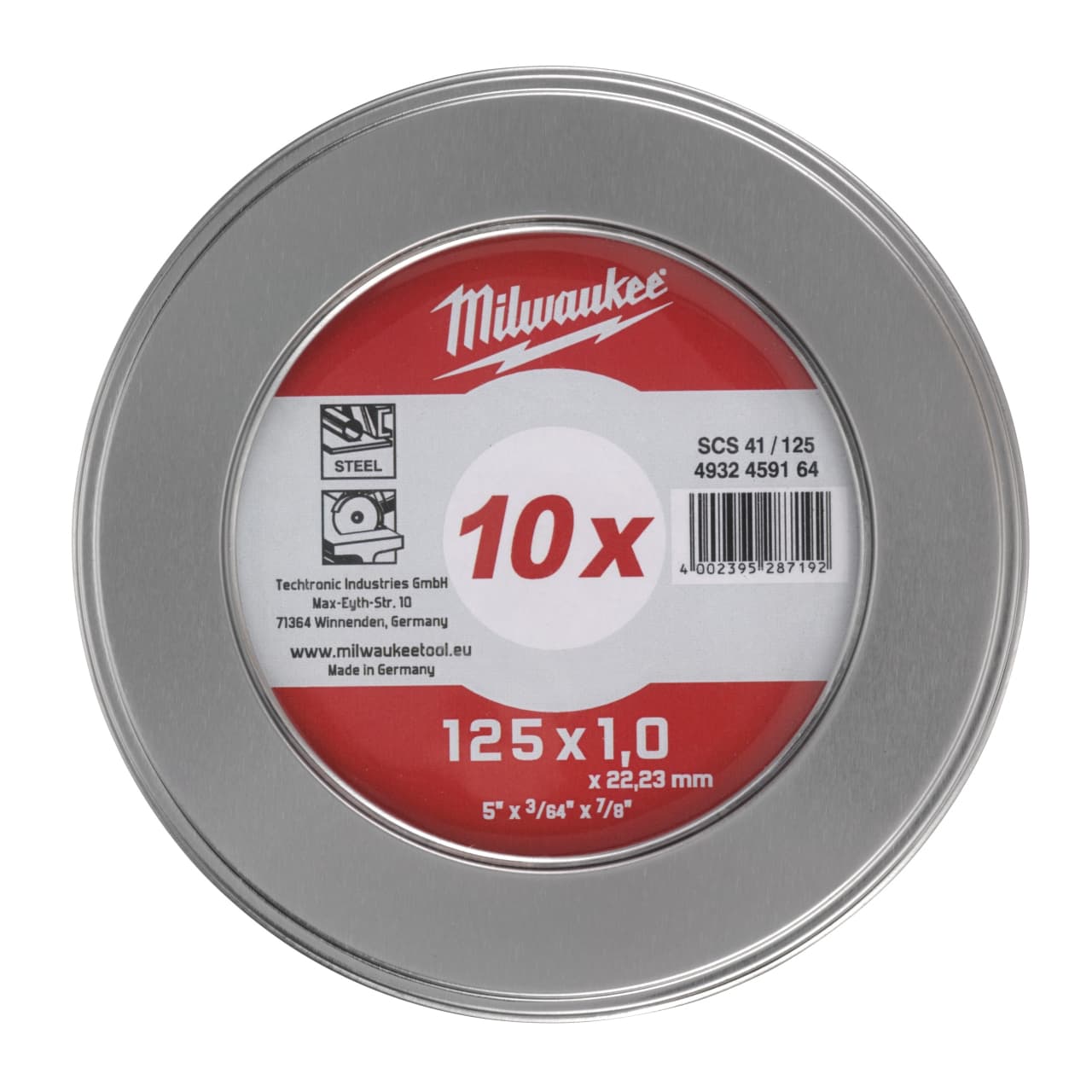 MILWAUKEE 10 x SCS41 1 mm Contractor in Metallbox Metalltrennscheibe Contractor 125 mm