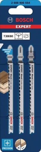 BOSCH Stichsägeblatt Wood 2-side clean T 308 BO Gesamt-L.117mm Zahnt.2,2mm 3 St./Karte