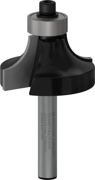 BOSCH Abrundfräser 6 mm, R1 9,5 mm, D 31,8 mm, L 16,2 mm, G 57 mm