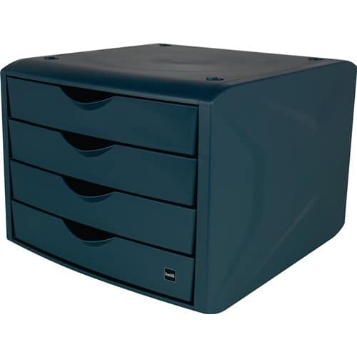 HELIT Schubladenbox m.Auszugssperre 4 Schubl.blau H215xB265xT332mm HELIT