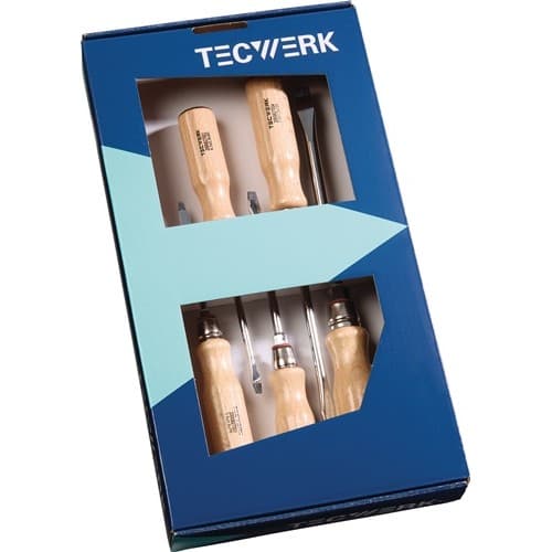 TECWERK Schraubendrehersatz 5-tlg.Schlitz/PZD Holzgr.Rundkl.m.6-Kant-Ansatz TECWERK