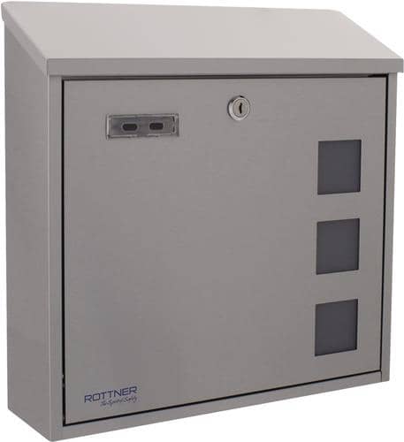 ROTTNER Briefkasten Muro H.360mm B.360mm T.100mm grau VA DIN C4 ROTTNER