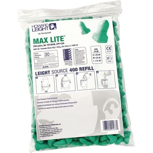 HONEYWELL HOWARD LEIGHT Gehörschutzstöpsel MAXIMUM LITE REFILL LS400 EN352:2020 SNR 34 dB 200PA/Pk.