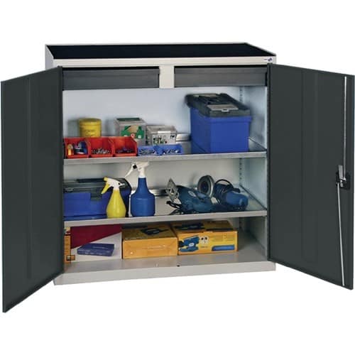 STUMPF Werkzeug-/Beistellschrank H1000xB1000xT500mm 1Schubl.,2Bd.lichtgrau/enzianblau